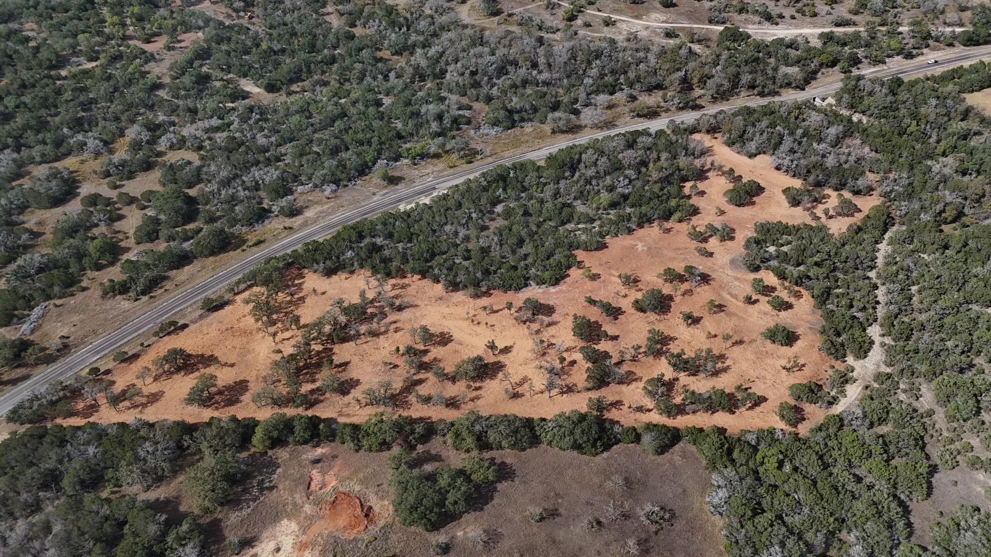 aerial photo of land cleared with Cedar Eater in Central TX